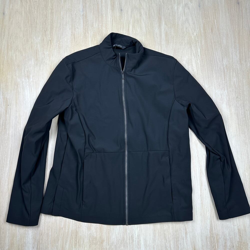 Mercer+Mettle Black Full Zip Activewear Sporty Sleek Athleisure Jacket Large